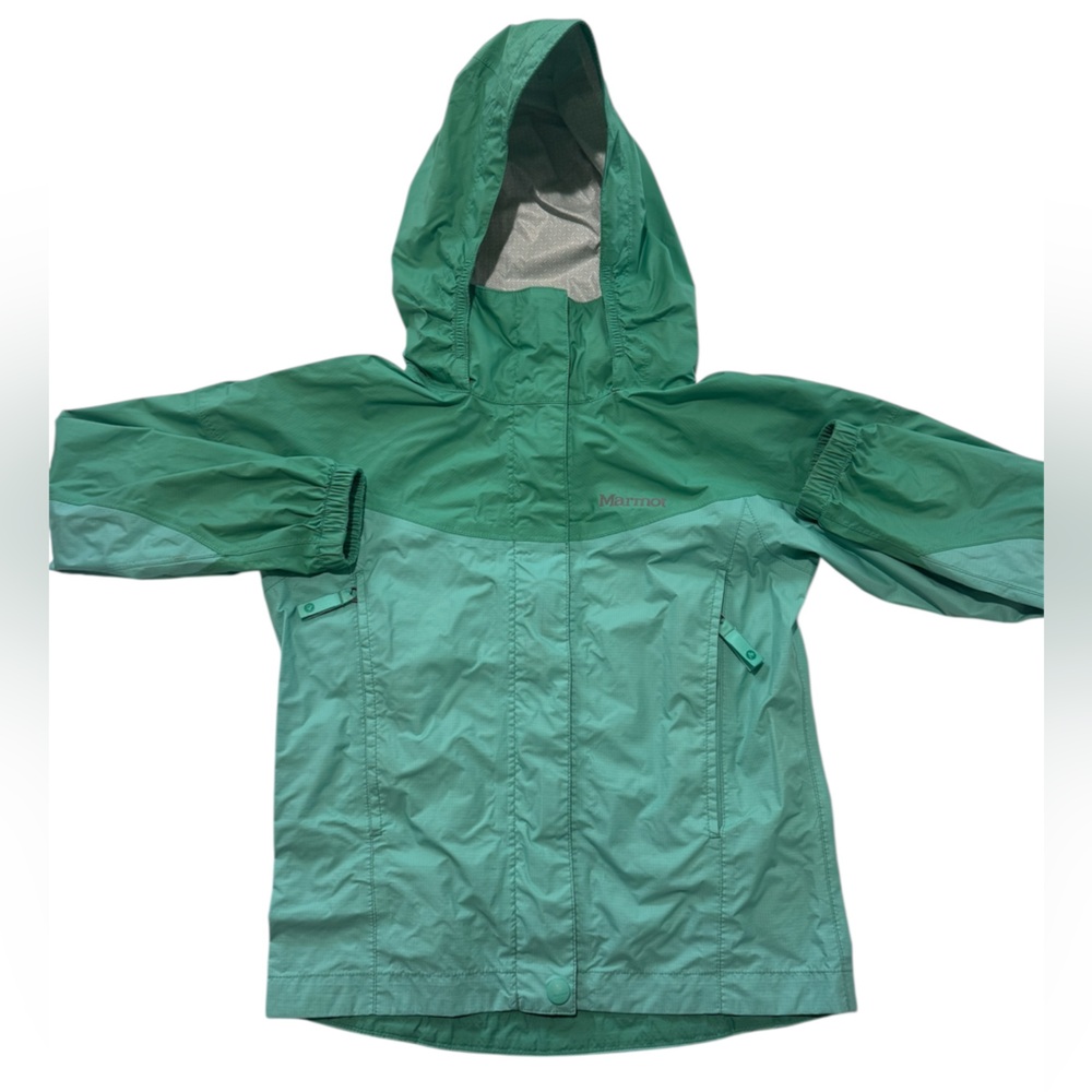 Marmot Green Raincoat Lightweight Hooded Waterproof